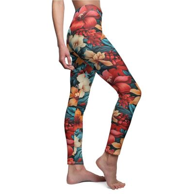 Womens Skinny Casual Leggings All Over Print Hawaiian Tropical Floral Wave Aloha